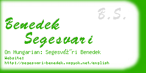 benedek segesvari business card